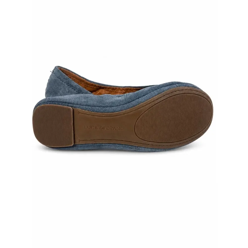 Lucky‎ Brand Emmie Ballet Flats Womens 9.5 Gray Faux Suede Balletcore Boho